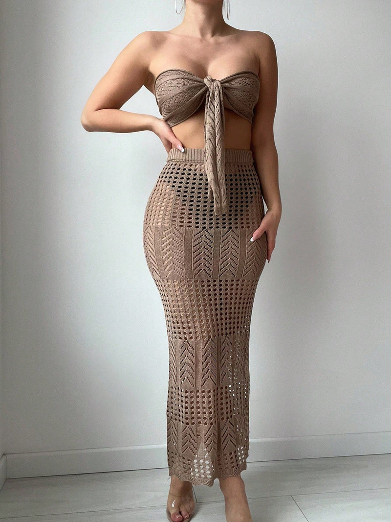 Conjunto de Cobertura Beach Chic com Nó Frontal