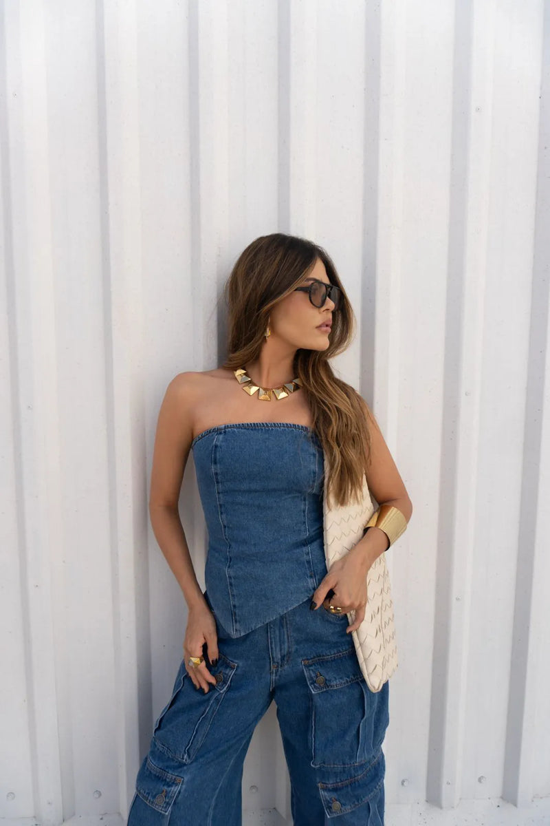 CORSET MAYA JEANS ESCURO