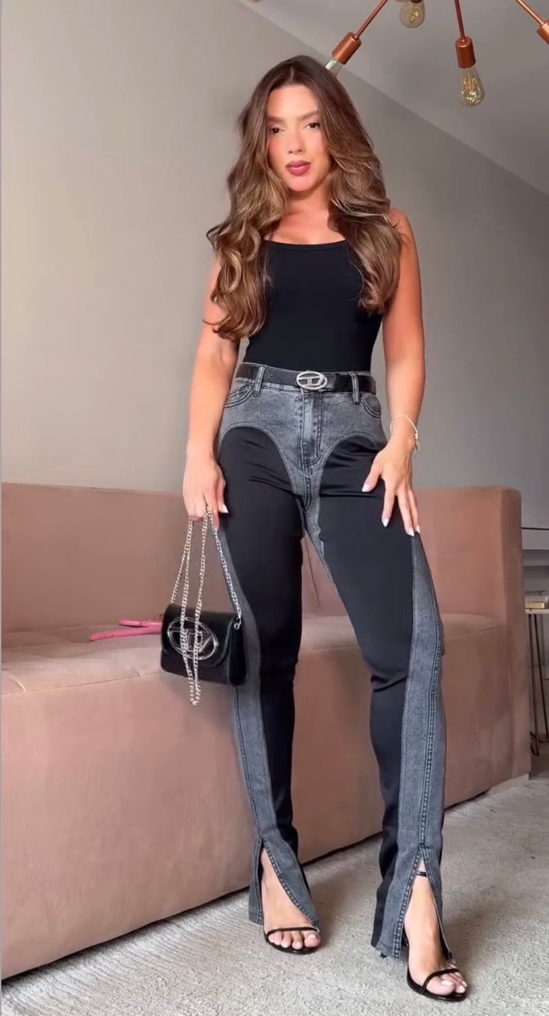 CALÇA MURY JEANS PRETA BLOCADA